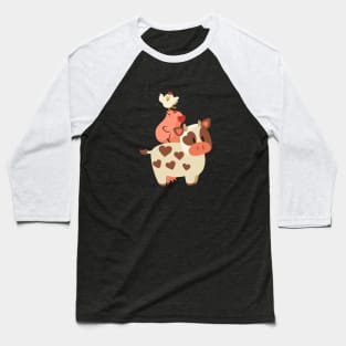 Happy Cow, Pig, and Chicken Baseball T-Shirt